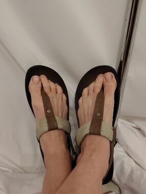 Comfort T-Strap Women’s Sandals in Brown and Cream